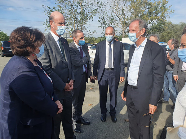 Eric Lombard, directeur général de la Caisse des Dépôts en visite sur le terrain en Nouvelle-Aquitaine avec Sophie Errante , députée de Loire Atlantique et présidente de la Commission de surveillance de la Caisse des Dépôts