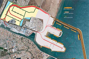 Vue satellite - Projet final des travaux d’aménagements du port de Port-La Nouvelle 