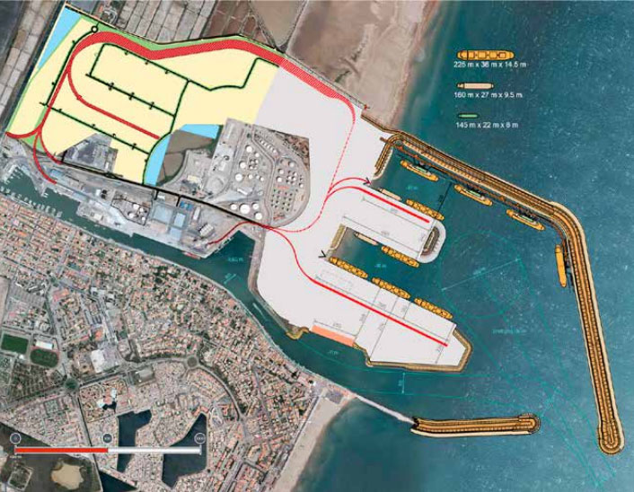 Vue satellite - Projet final des travaux d’aménagements du port de Port-La Nouvelle 