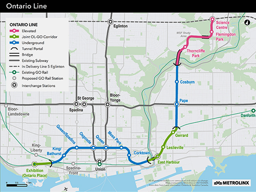 Carte de l’Ontario Line 