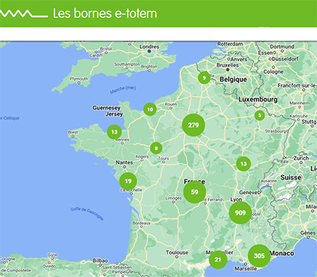 Cartographie des bornes e-Totem en France