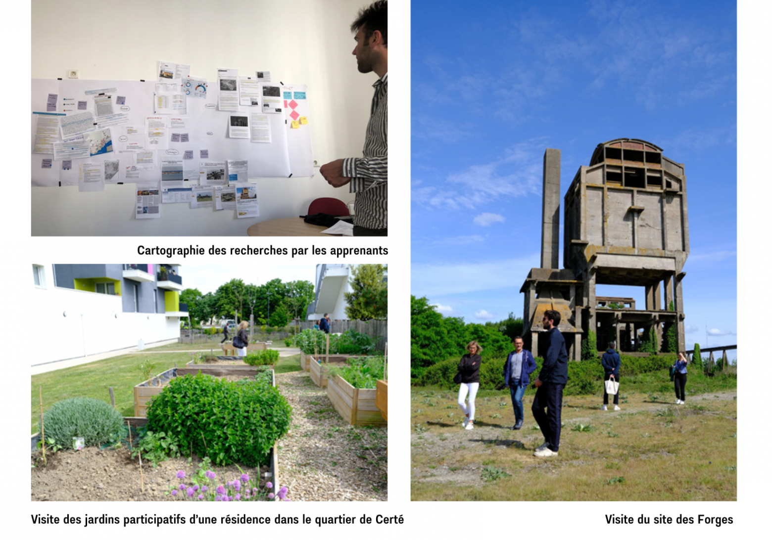 Ensemble de photos : visite de terrain et design fiction sur le site des forges de Trignac