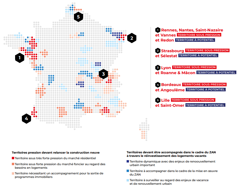  Carte des territoires à potentiel de restructuration pour répondre à la crise du logement