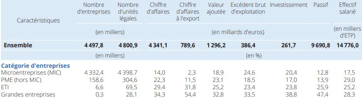 Tableau 1. La structure de l’appareil productif français en 2021