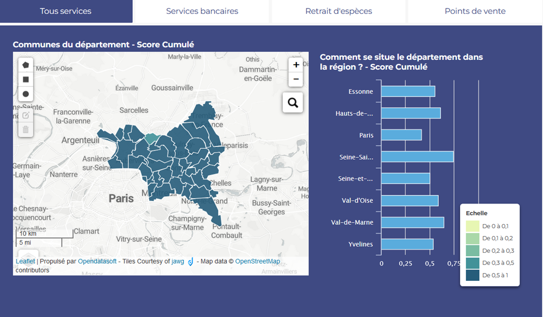 Carte 2 : L’accès aux service bancaires en Seine-Saint-Denis en 2024