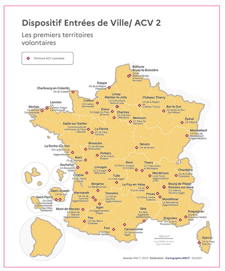 carte des territoires volontaires pour action coeur de ville 