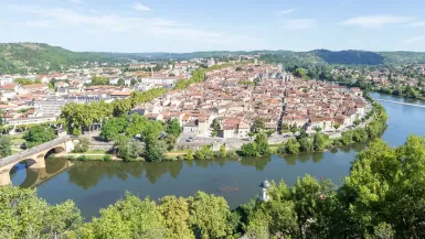 Vue aérienne de la ville de Cahors