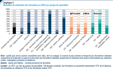 Graphe des modalités de réalisation des formations en 2021